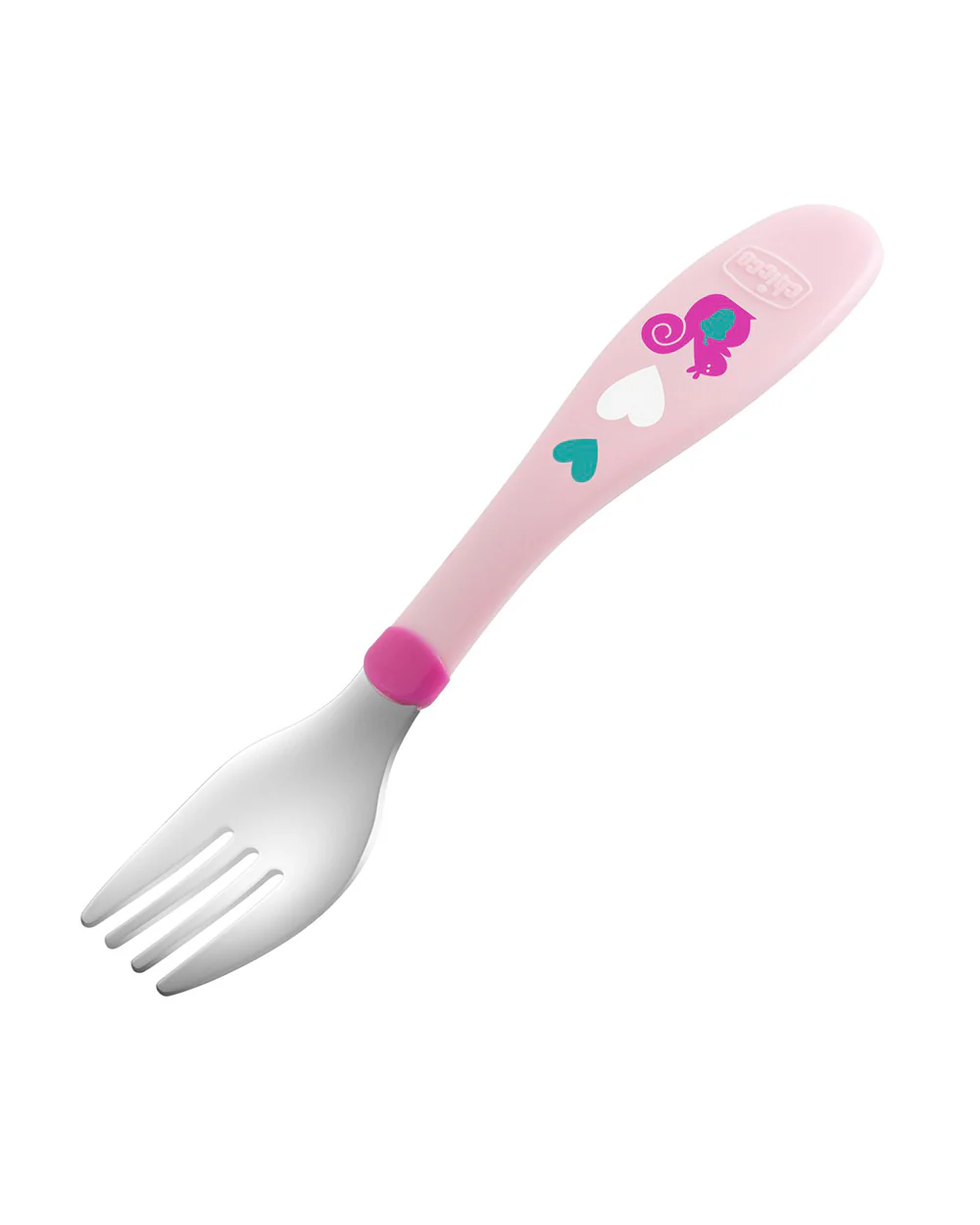 Chicco Metal Cutlery Spoon & Fork Set-Stainless Steel-18M+-Pink-For Infants - Image 3