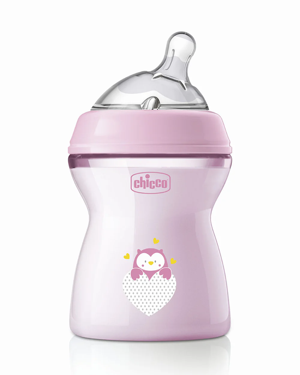 Chicco Natural Feeling Feeding Bottle-Angled Teat-Anti Colic-Slow Flow-250 ml-Pink-2M+