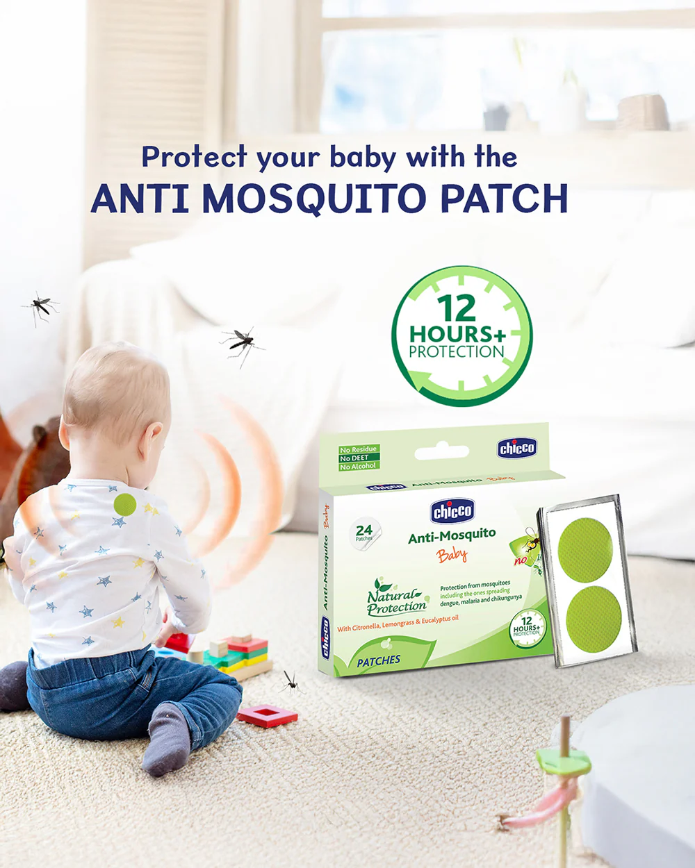 Chicco Baby Mosquito Repellent Patches-Natural-Upto 12 Hours Protection-For Infants - Image 4