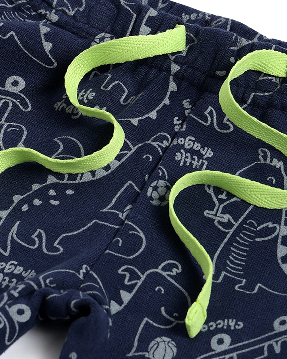 Chicco Navy Blue Joggers-Dino Printed-Cotton-For Infants - Image 3