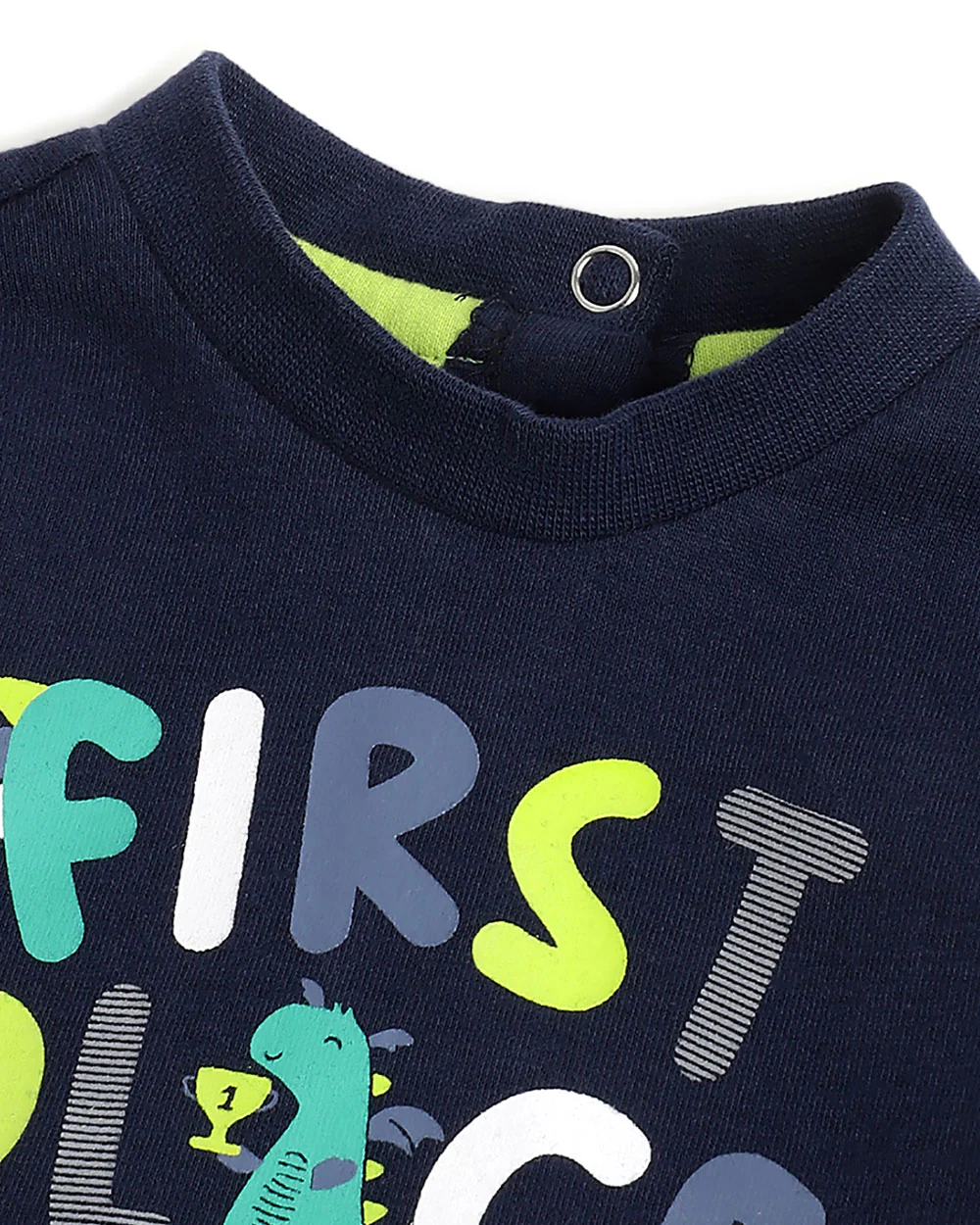 Chicco Navy Blue T-shirt-Graphic Print-Cotton-For Infants - Image 3