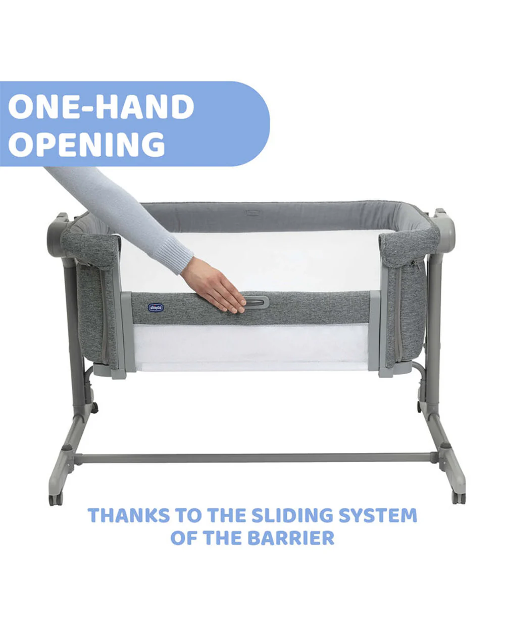 Chicco Next2Me Magic Evo Co-Sleep Crib-With Rocking Mode-Enhanced Ventilation With Mesh Windows-Sliding Barrier System-11 Level Height Adjustments-Dark Grey - Image 6