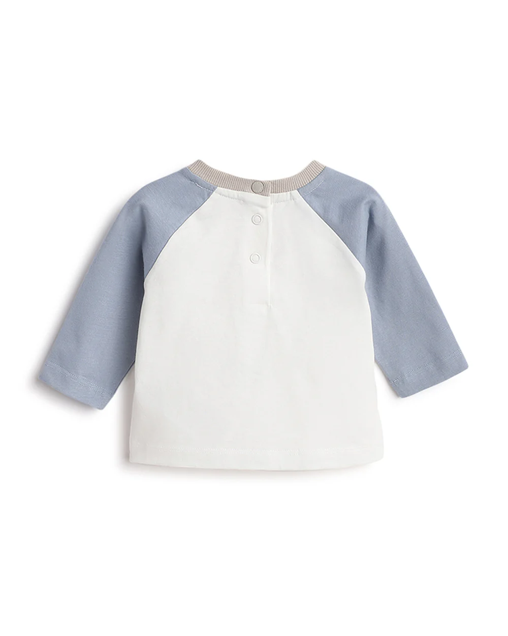 Chicco Off White & Light Blue T-shirt-Printed-Cotton-For Infants - Image 2