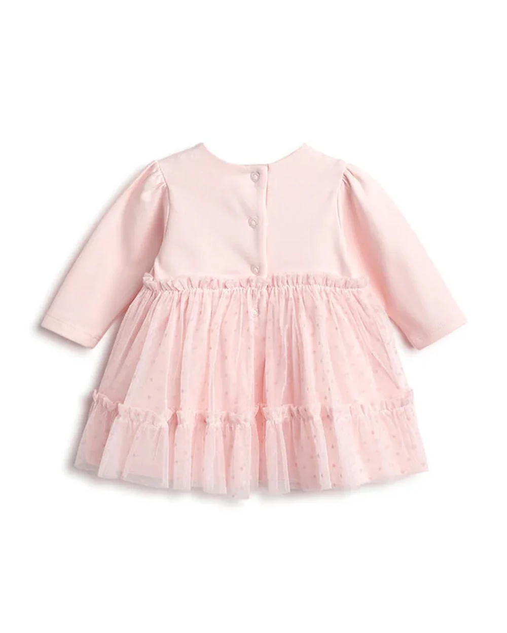 Chicco Pastel Pink Frock Dress-Polka Dots-Cotton-For Infants - Image 2