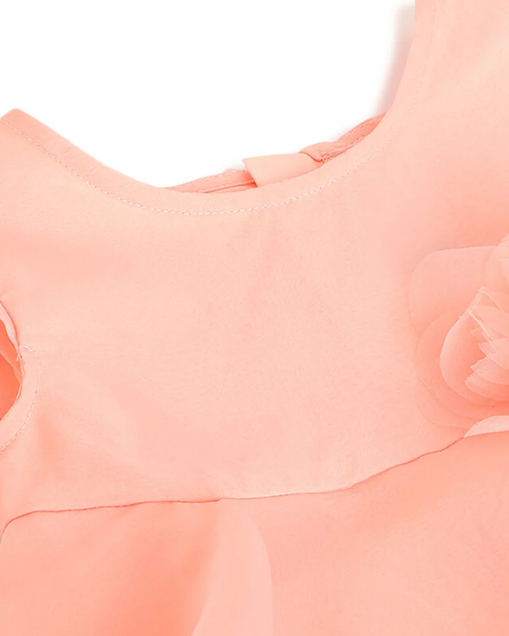 Chicco Peach Pink Frock Dress-Cotton-Solid-For Infants - Image 3
