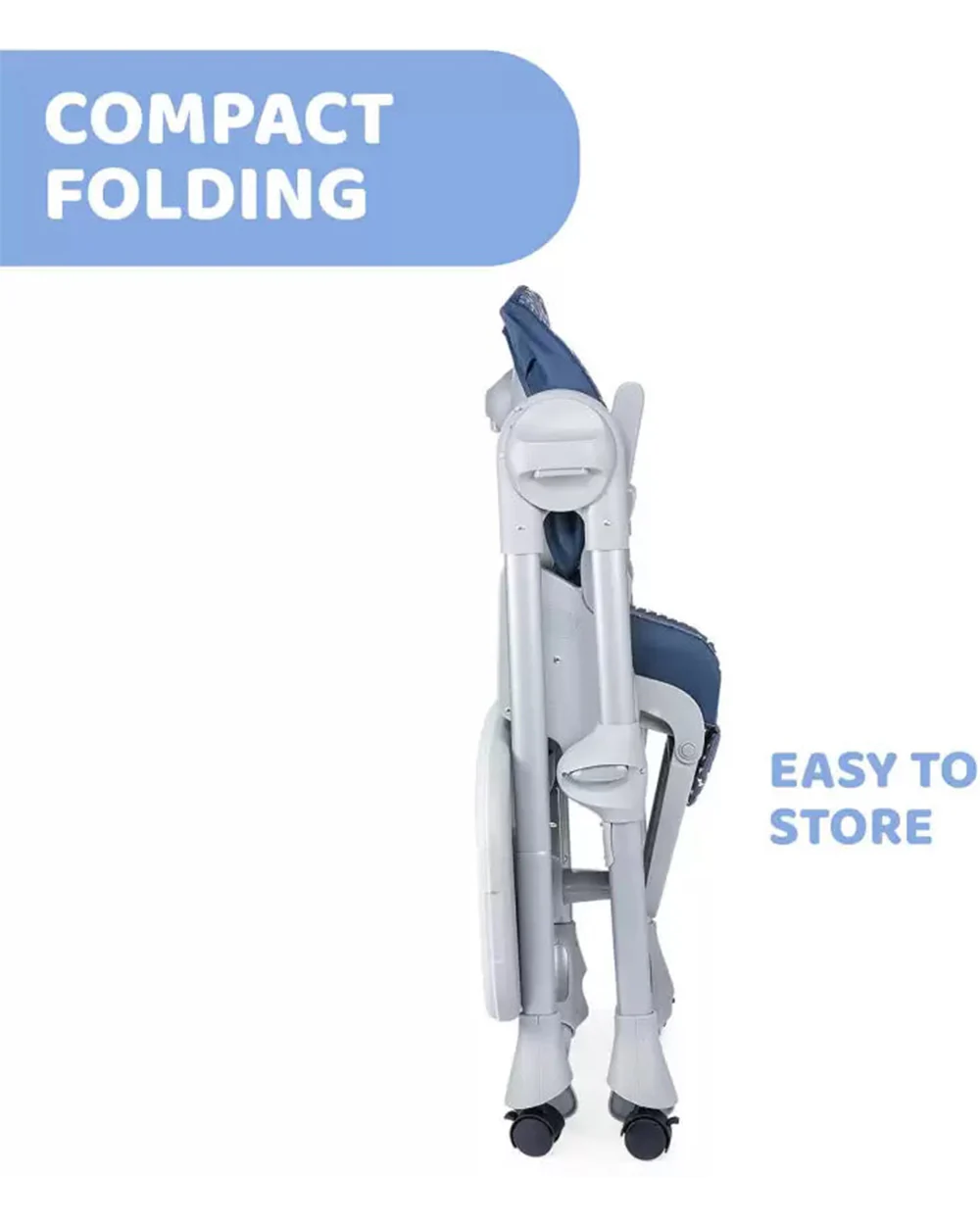 Chicco Polly Easy Baby High Chair-7 Position Height Adjustment-4-Wheels with Brakes-6M to 3Y (Upto 15Kg)-Pinguin - Image 3