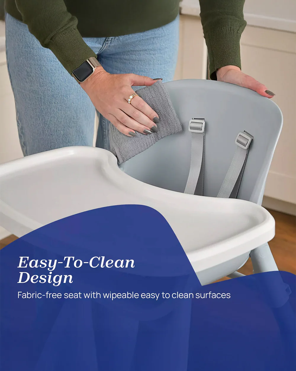 Chicco Polly Zest Baby High Chair-With Feeding Chair, Youth Stool & Baby Chair Mode- 5 Point Harness-Removable Tray-For 6M to 8Y (Upto 40 kg)-Moon Grey - Image 15