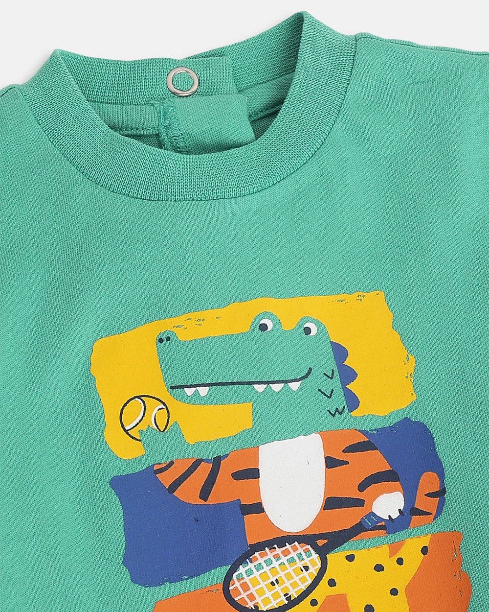 Chicco Sea Green T-shirt-Cotton-Printed-For Infants - Image 3