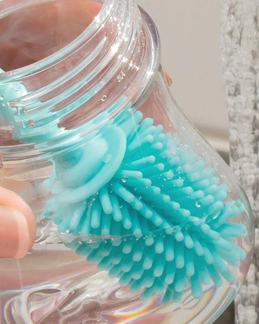 Chicco Silicone Bottle Brush-Silicone Bristles-With Non Slip Handle-Blue - Image 3