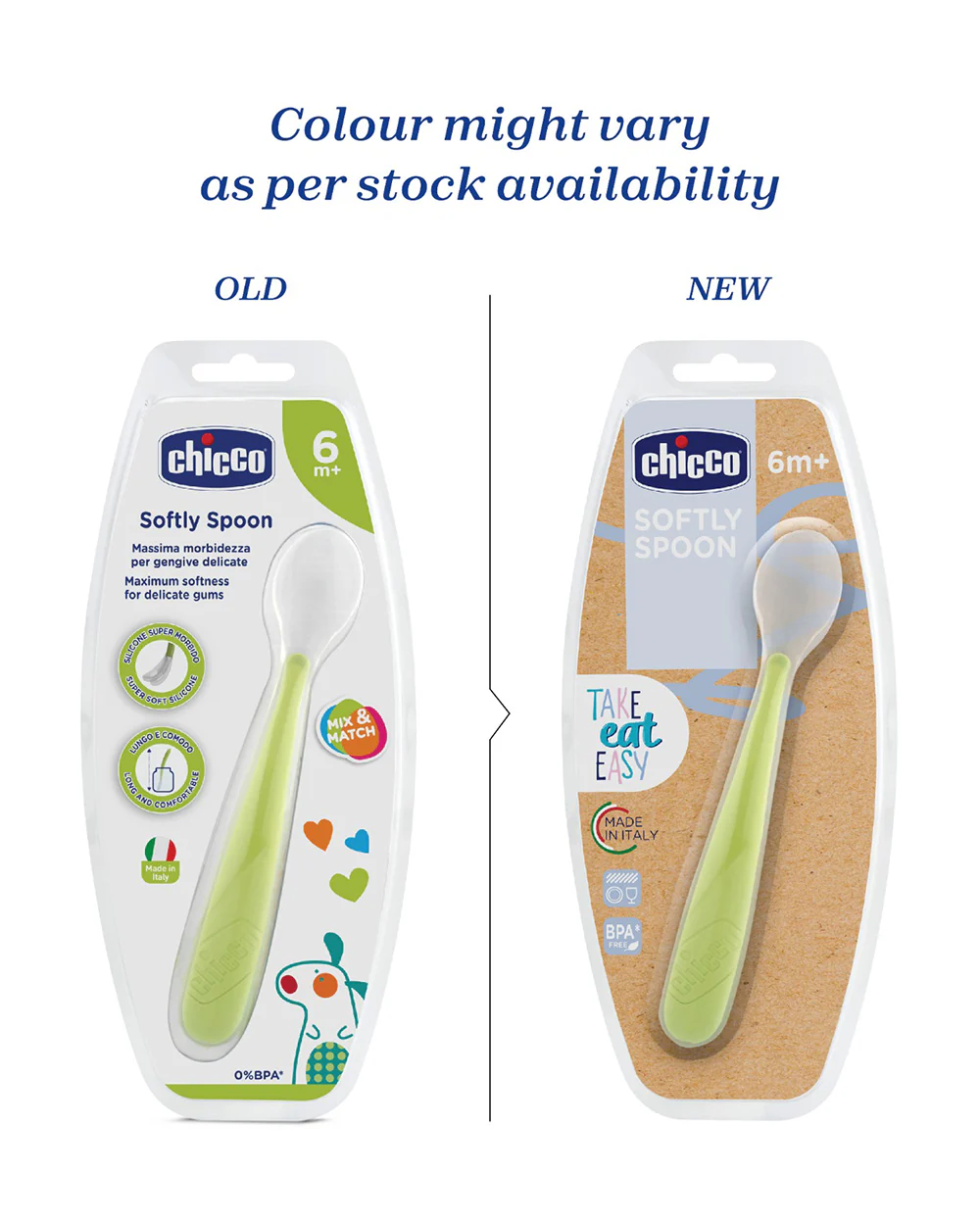 Chicco Soft Silicone Spoon Set-Long Handles-6M+-Green-For Infants - Image 5