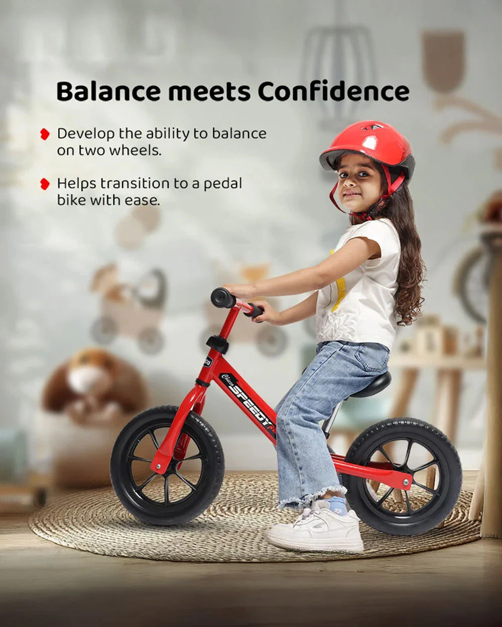 Chicco Speedy Balance Bike-Adjustable Handle Bar & Seat-Durable All Terrain Design-For 2 to 5Y (Upto 50 Kg)-Red - Image 5