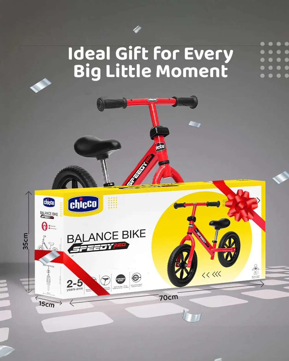 Chicco Speedy Balance Bike-Adjustable Handle Bar & Seat-Durable All Terrain Design-For 2 to 5Y (Upto 50 Kg)-Red - Image 7
