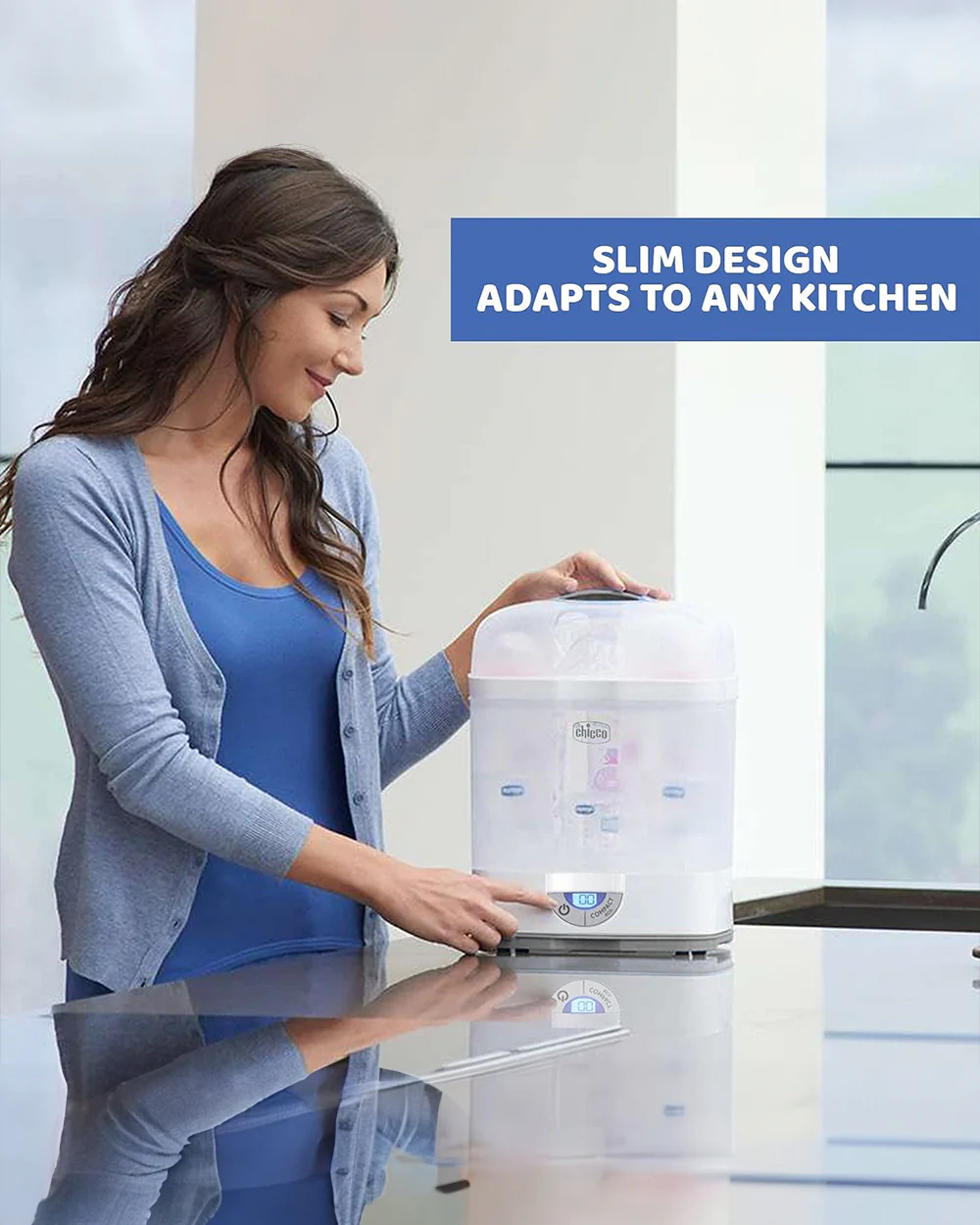 Chicco Sterilnatural 3 in 1 Convertible Bottle Sterilizer-Electric Steam-24 Hour Protection-6 Bottles Capacity - Image 6