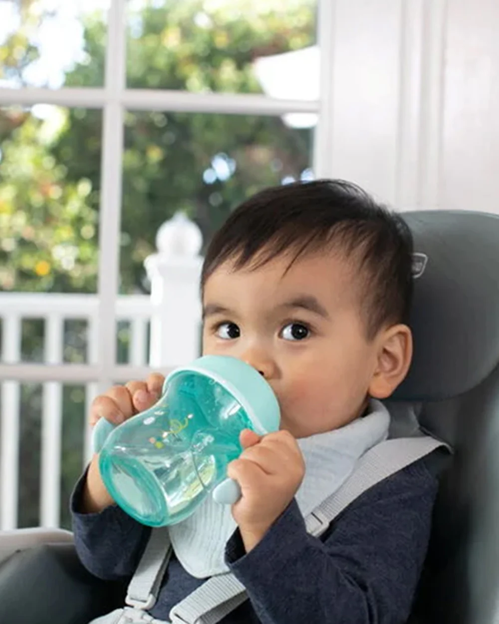 Chicco Training Cup-Ergonomic Design-Easy Grip-Spout Sipper-Teal-6M+ - Image 6