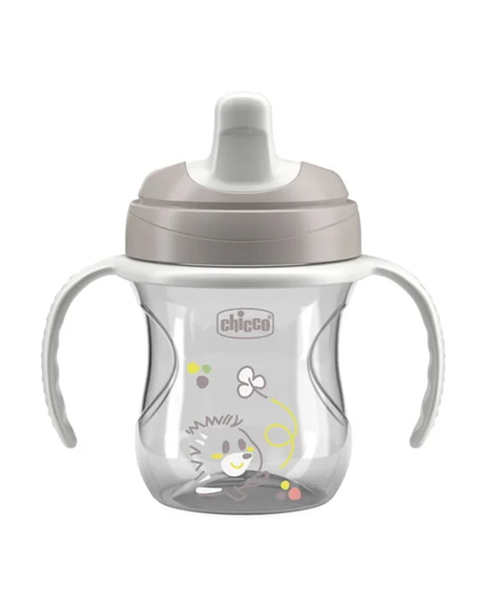 Chicco Training Cup-Ergonomic Design-Easy Grip-Spout Sipper-Grey-6M+