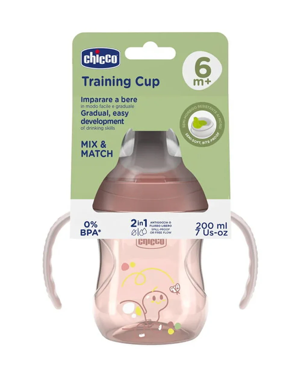 Chicco Training Cup-Ergonomic Design-Easy Grip-Spout Sipper-Pink-6M+ - Image 4