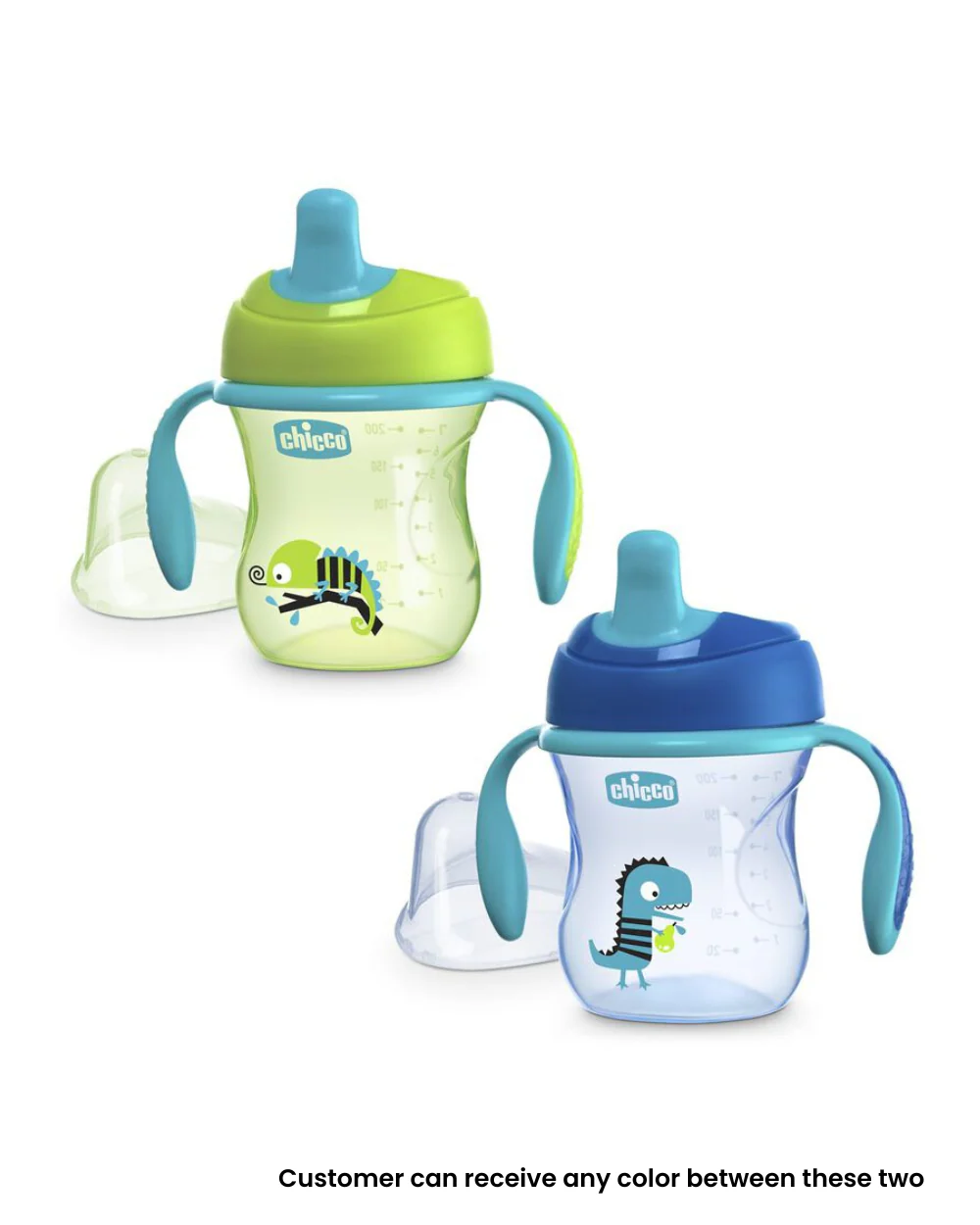 Chicco Training Cup Spout Sipper-With Semi Soft Silicone Spout-Spill Proof-Assorted (Blue/Green)-200 ml - Image 2