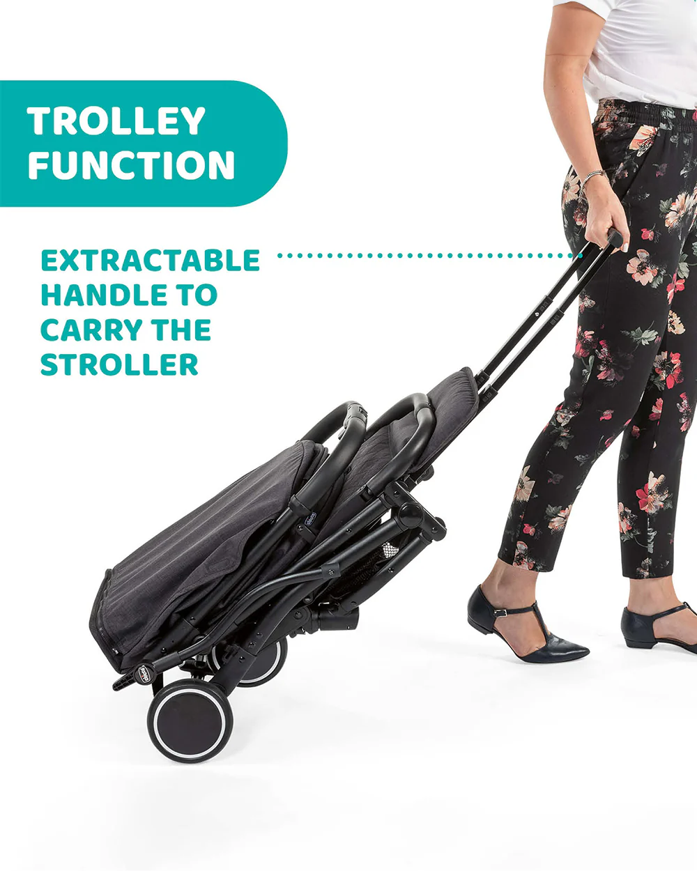Chicco TrolleyMe Lightweight Baby Stroller-Travel Friendly-One Hand Fold-Pram for 0M+ (Upto 15 Kg)-Stone Black - Image 9