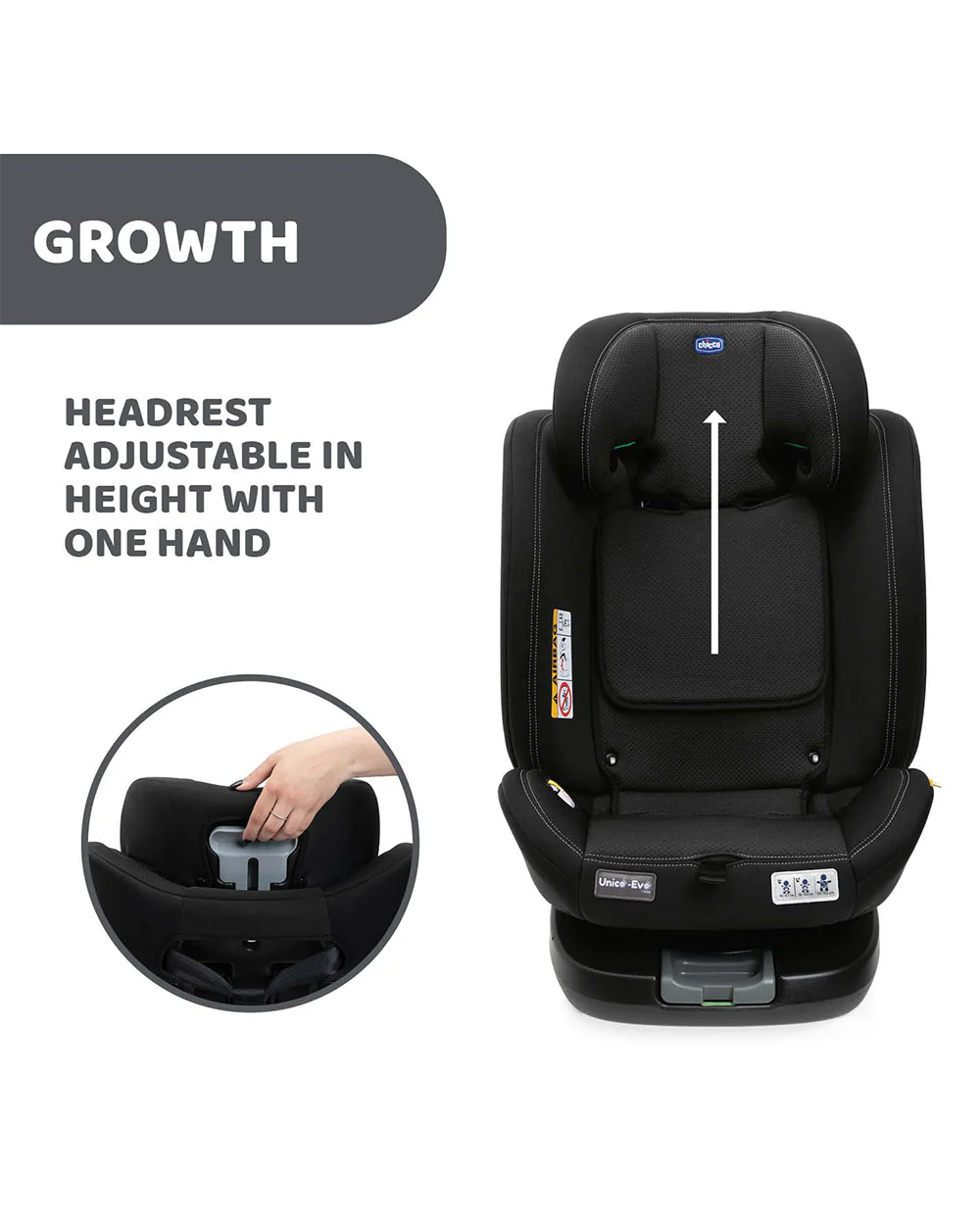 Chicco Unico Evo I-Size-Baby Car Seat-Convertible (Front & Rear Facing)-360 Degree Rotation System-For 0 to 12Y-Black - Image 7