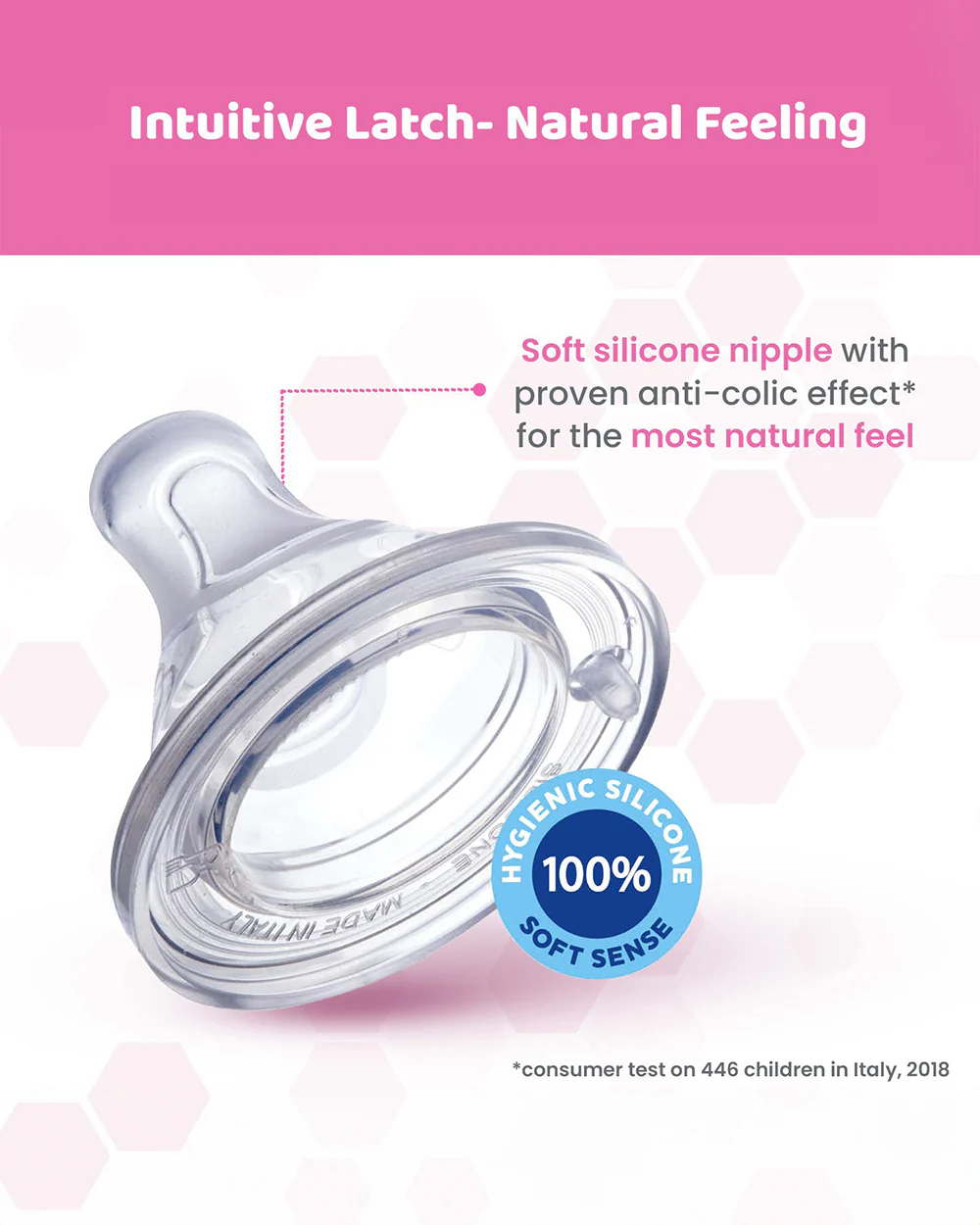 Chicco Well Being Glass Feeding Bottle-Anti Colic-Wide Neck-Medium Flow-240 ml-Pink-2M+ - Image 6