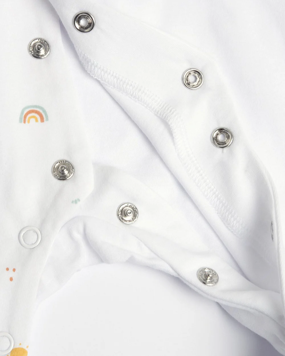 Chicco White & Beige Front Opening Sleepsuit-Cotton-Printed-For Infants - Image 3
