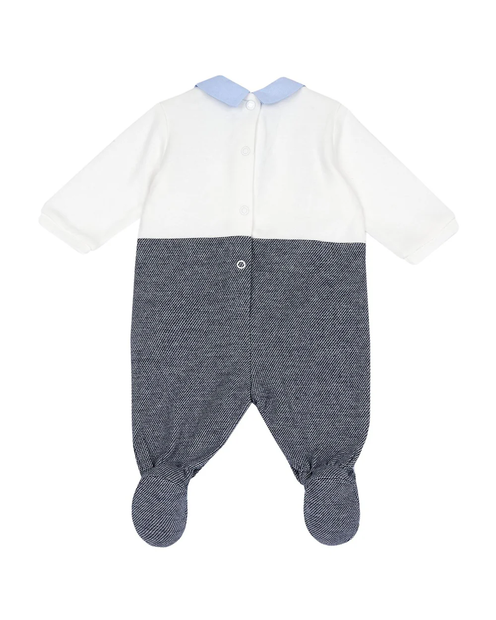 Chicco White & Grey Sleepsuit-Solid-Cotton-For Infants - Image 2
