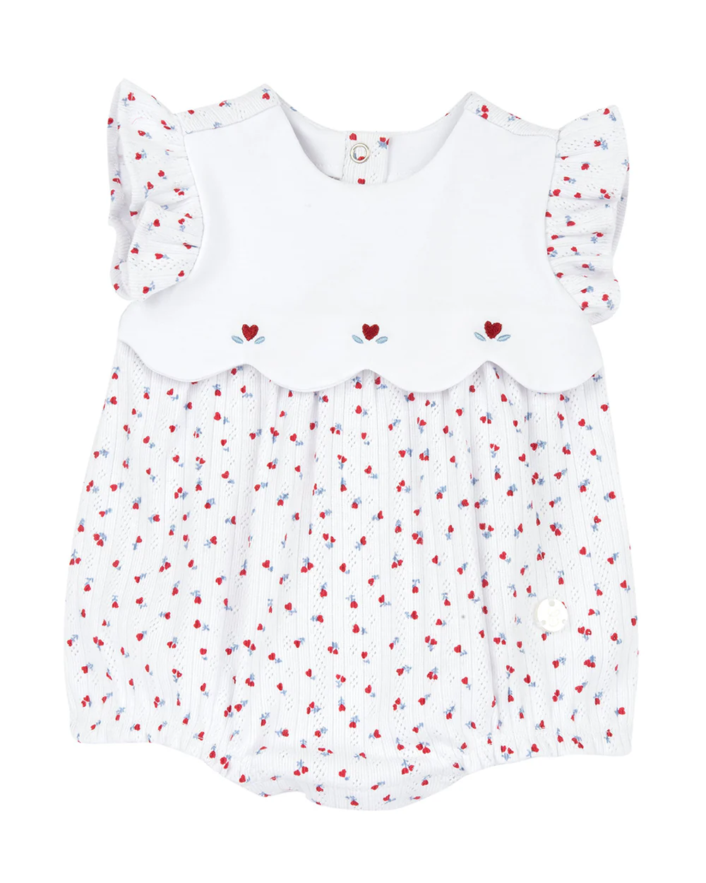 Chicco White Bubble Romper-Printed-Cotton-For Infants