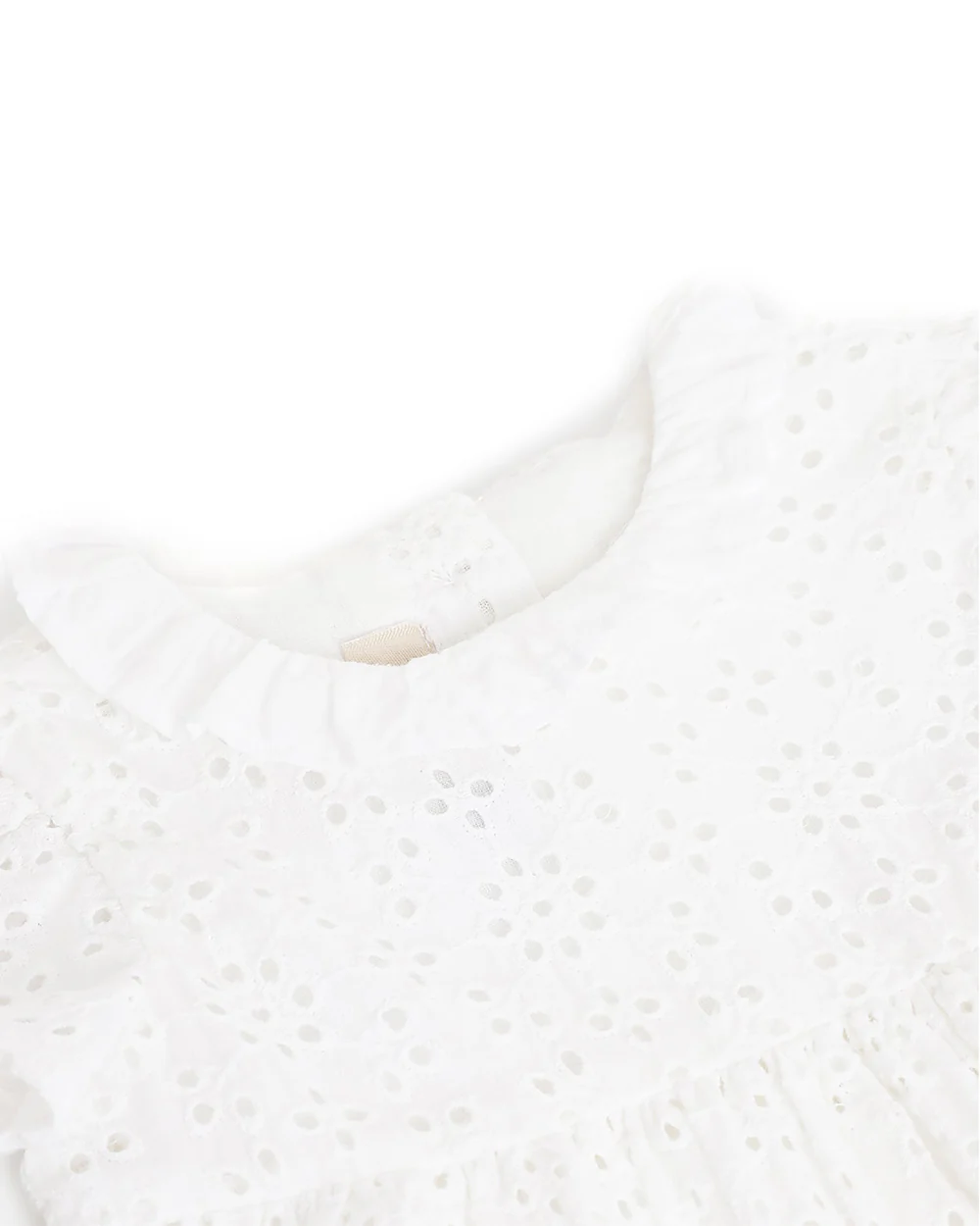 Chicco White Frock Dress-Solid-Cotton-For Infants - Image 3
