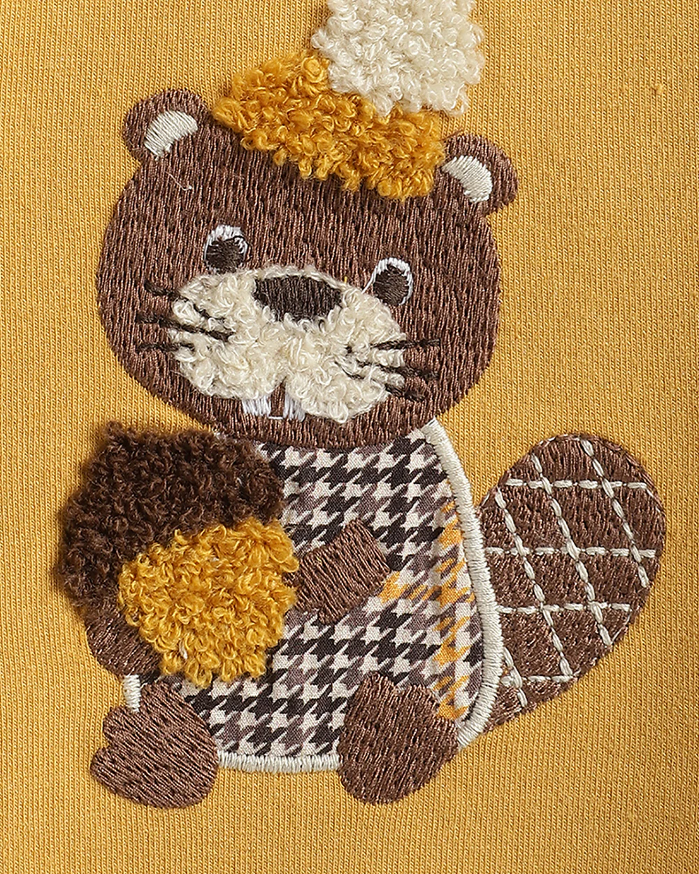 Chicco Yellow & Brown Sweatshirt & Jeans Set-Embroidered-Cotton-For Infants - Image 8