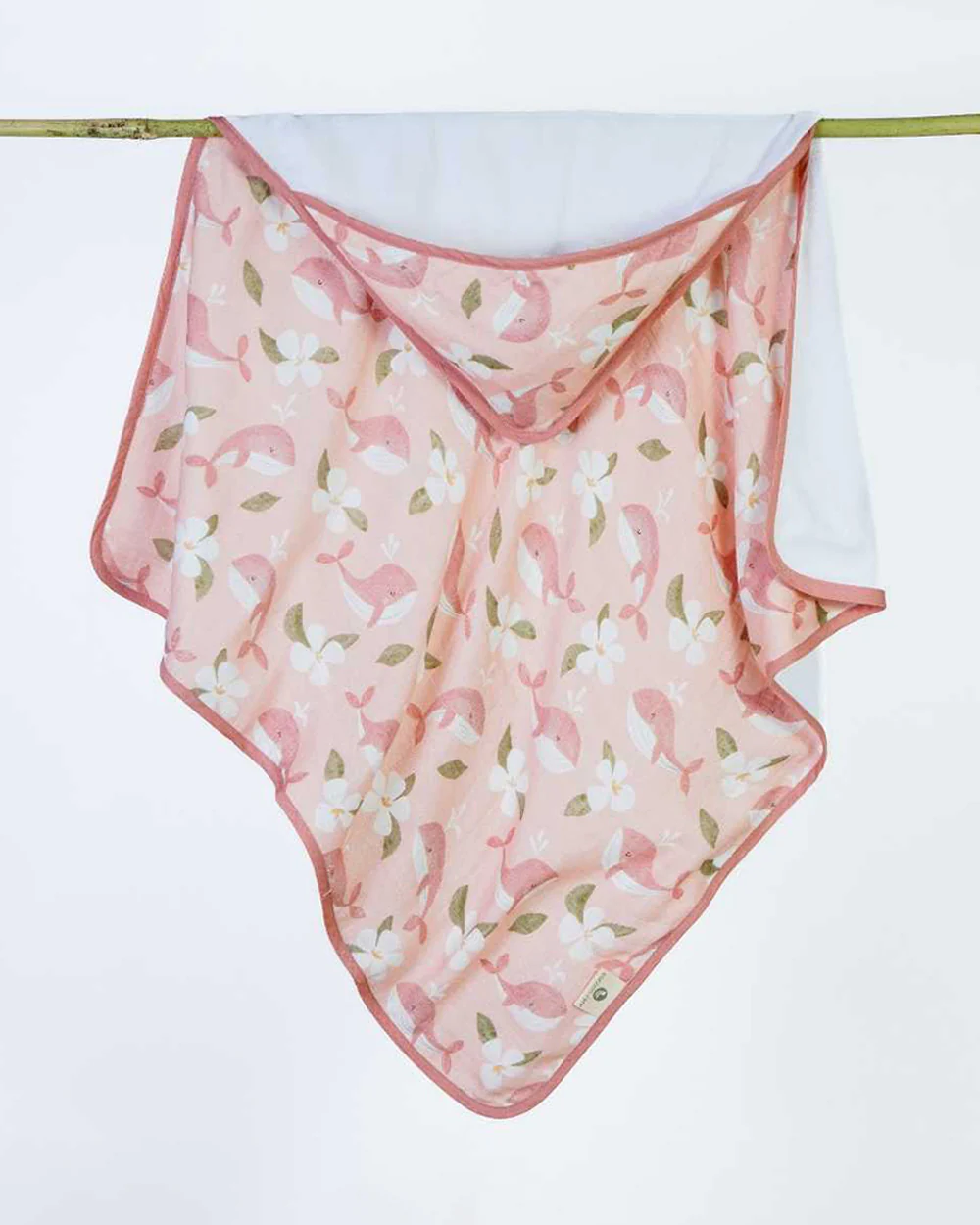 Cocoon Care Baby Hooded Towel-Bamboo Terry-Pink Whale & Me
