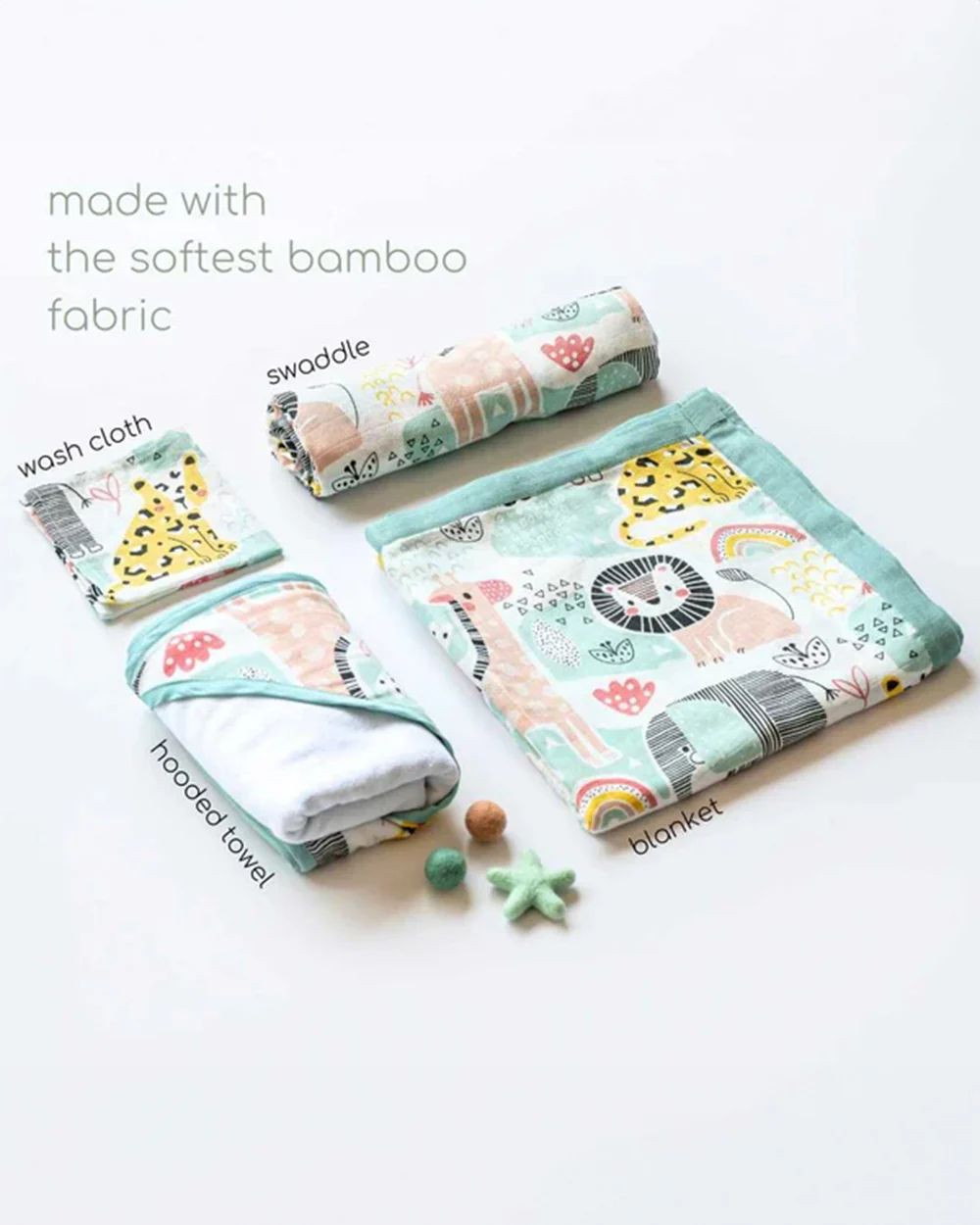 Cocoon Care Baby Shower Bedding Set-Pack of 5-Jungle Safari-Dreamy Delight Gift Pack-For Newborn - Image 2