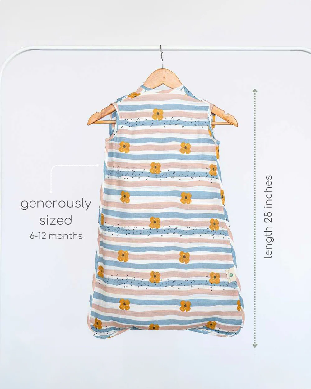 Cocoon Care Bamboo Muslin Sleeping Bag-With Soft & Breathable Muslin-Grows With Your Baby-Cheerful Stripes-For Infants-6 to 12M - Image 3
