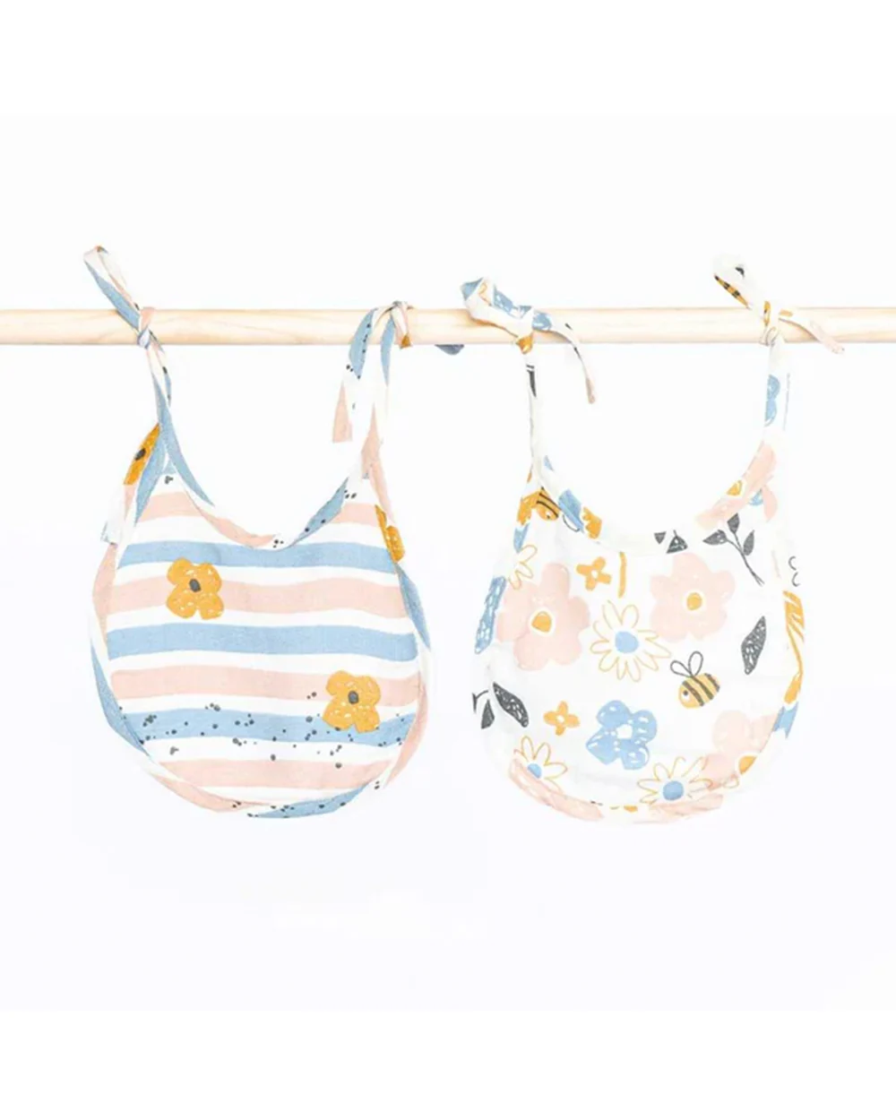 Cocoon Care Bamboo Terry Bib-With Soft Bamboo Muslin-Busy Bee & Cheerful Stripes-Pack of 2-For Infants