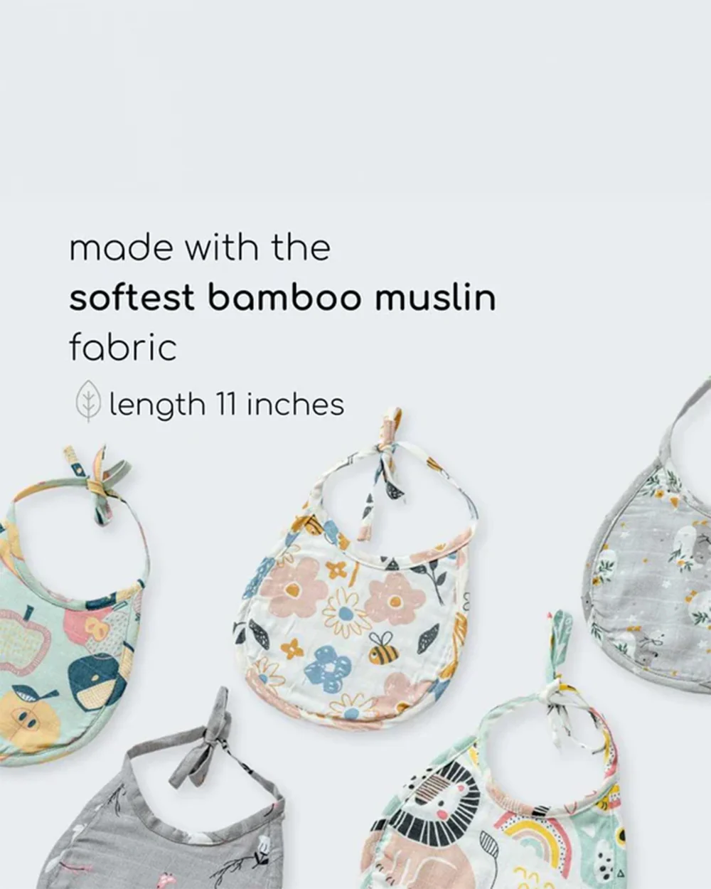 Cocoon Care Bamboo Terry Bib-With Soft Bamboo Muslin-Rabbit Farm & Grey Grove-Pack of 2-For Infants - Image 3