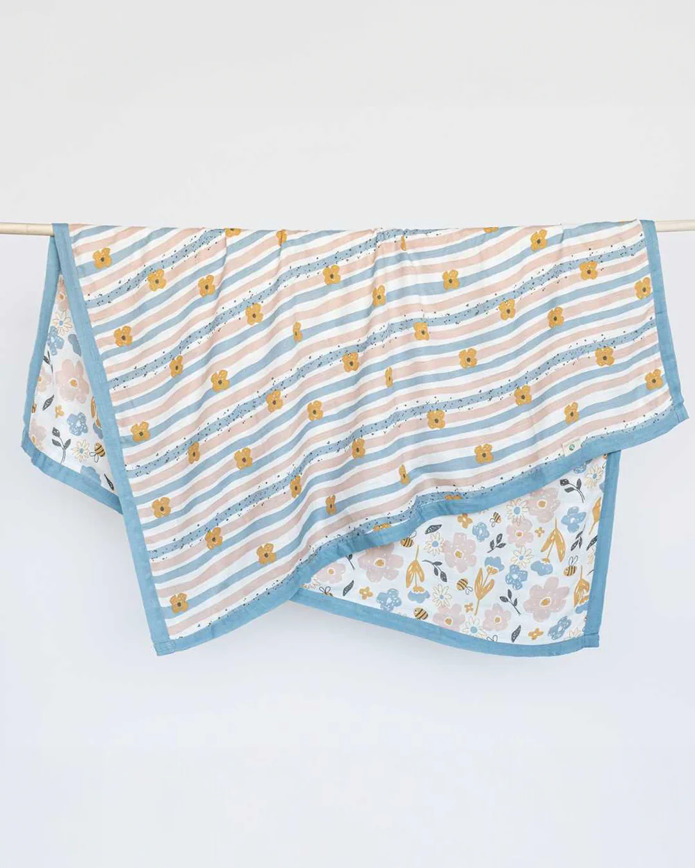 Cocoon Care Blanket & Hooded Towel Combo Pack-With Soft & Hypoallergenic Bamboo Muslin-Cheerful Stripes - Image 4