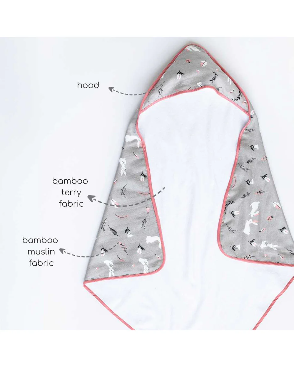 Cocoon Care Blanket & Hooded Towel Combo Pack-With Soft & Hypoallergenic Bamboo Muslin-Rabbit Farm - Image 7