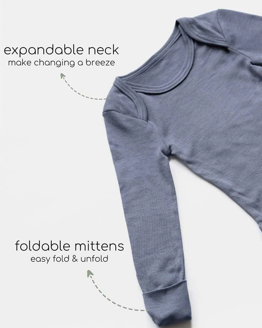 Cocoon Care Blue Bodysuit-Solid-Bamboo-For Infants - Image 5