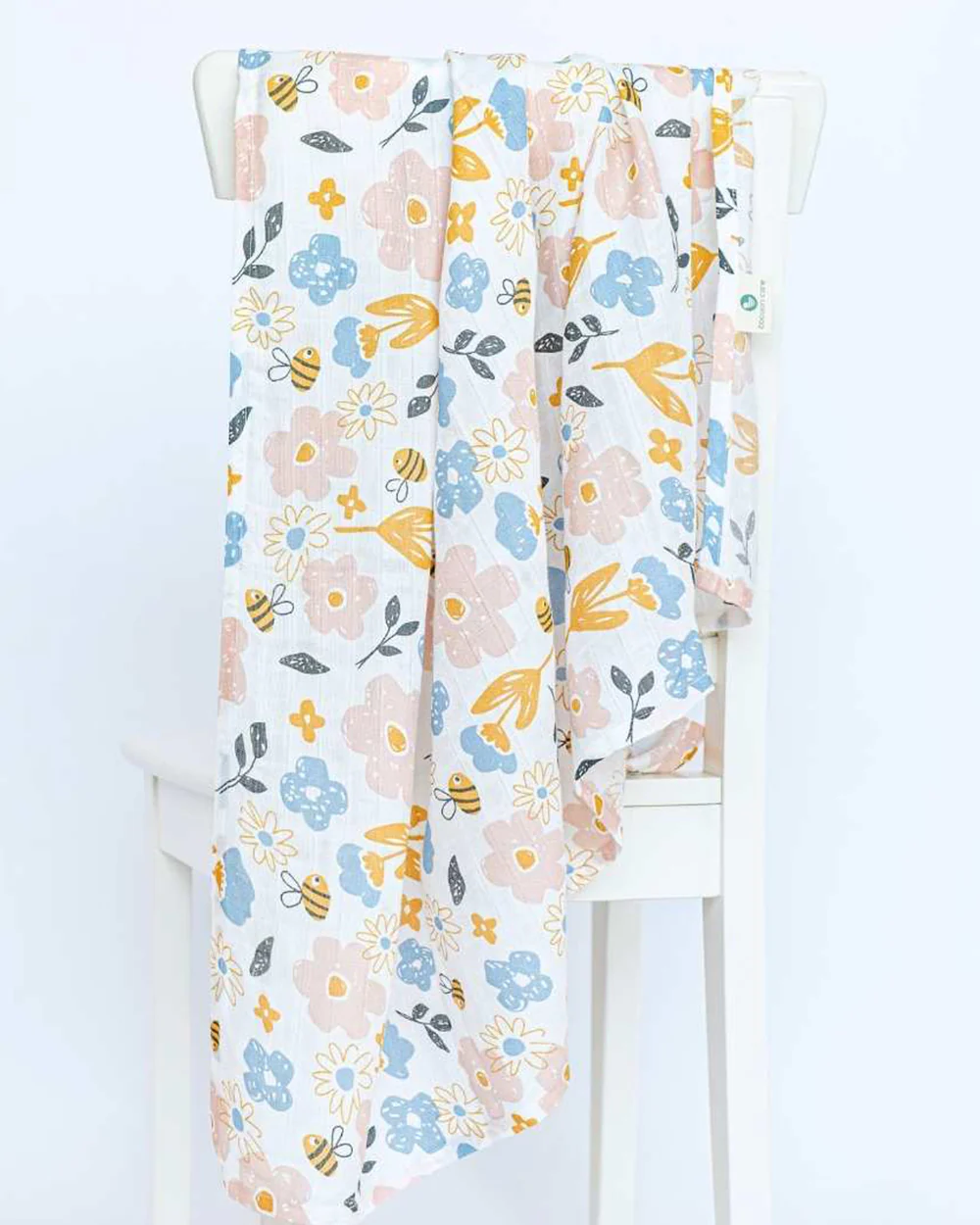 Cocoon Care Busy Bee & Cheerful Stripes Swaddle-Ultra Soft & Breathable Bamboo Muslin-Pack of 2-Infant Wraps - Image 4