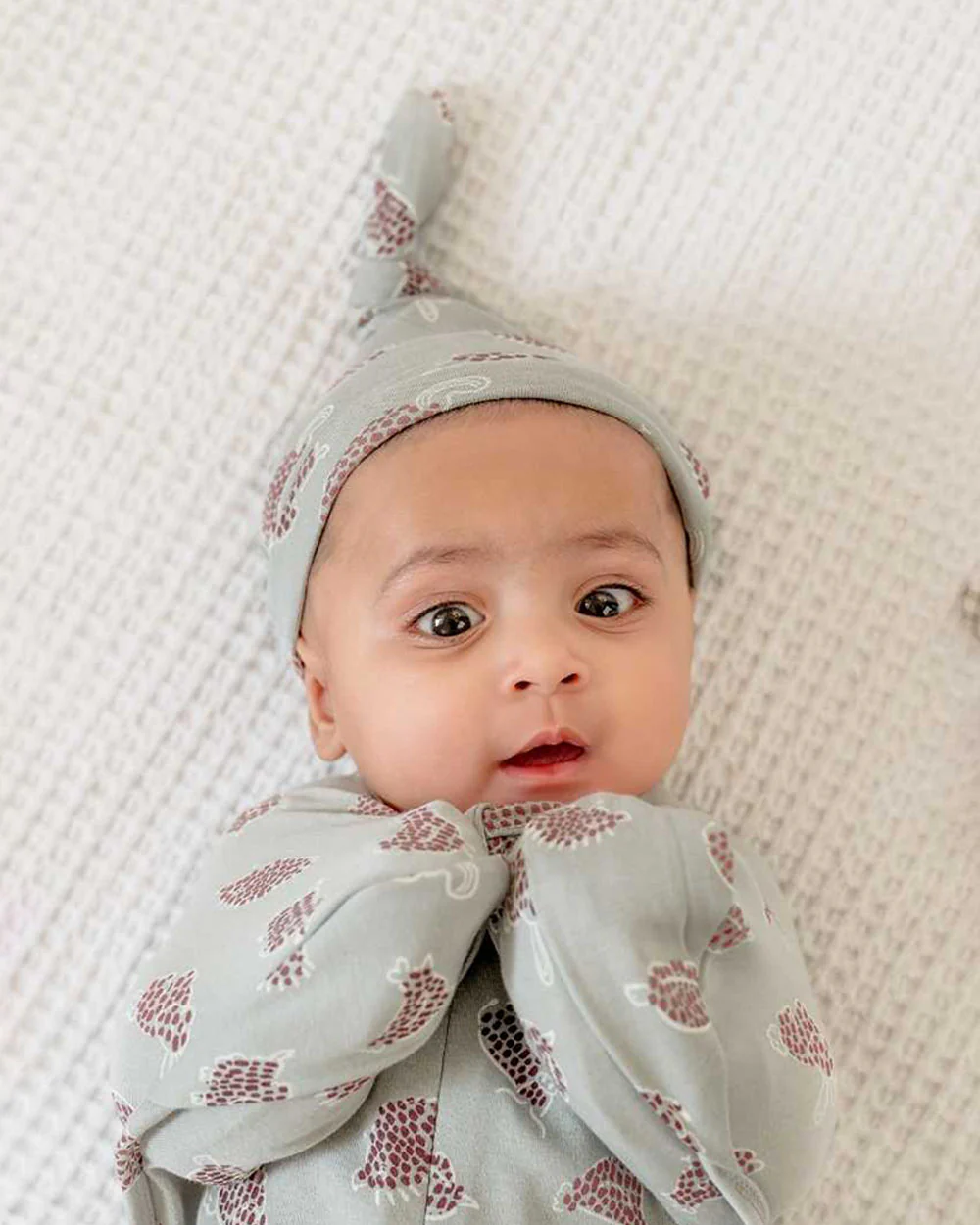 Cocoon Care Grey Caps, Booties & Mittens Set-Wild Stride-Bamboo-For Infants - Image 3