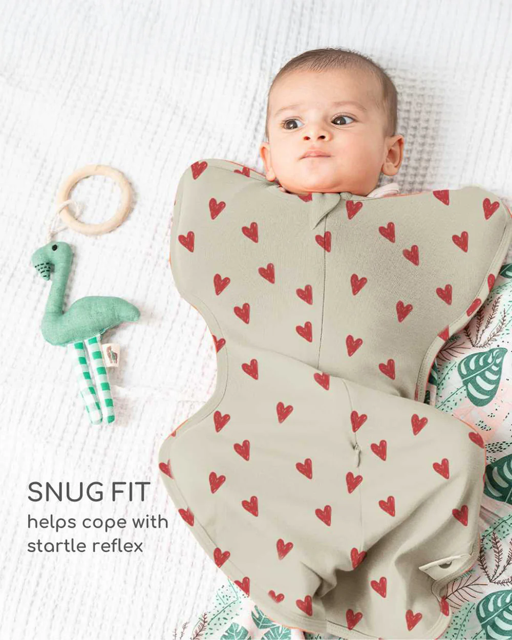 Cocoon Care Heart & Soul Baby Sleeping Bag/Pod-Bamboo Cotton-With 2 Way Zipper-Newborn Bed - Image 6