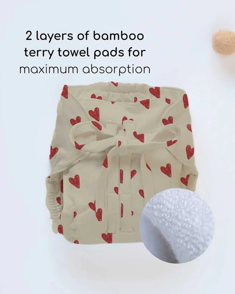 Cocoon Care Heart & Soul Cloth Nappy-Bamboo Knit Fabric-Washable & Reusable - Image 3