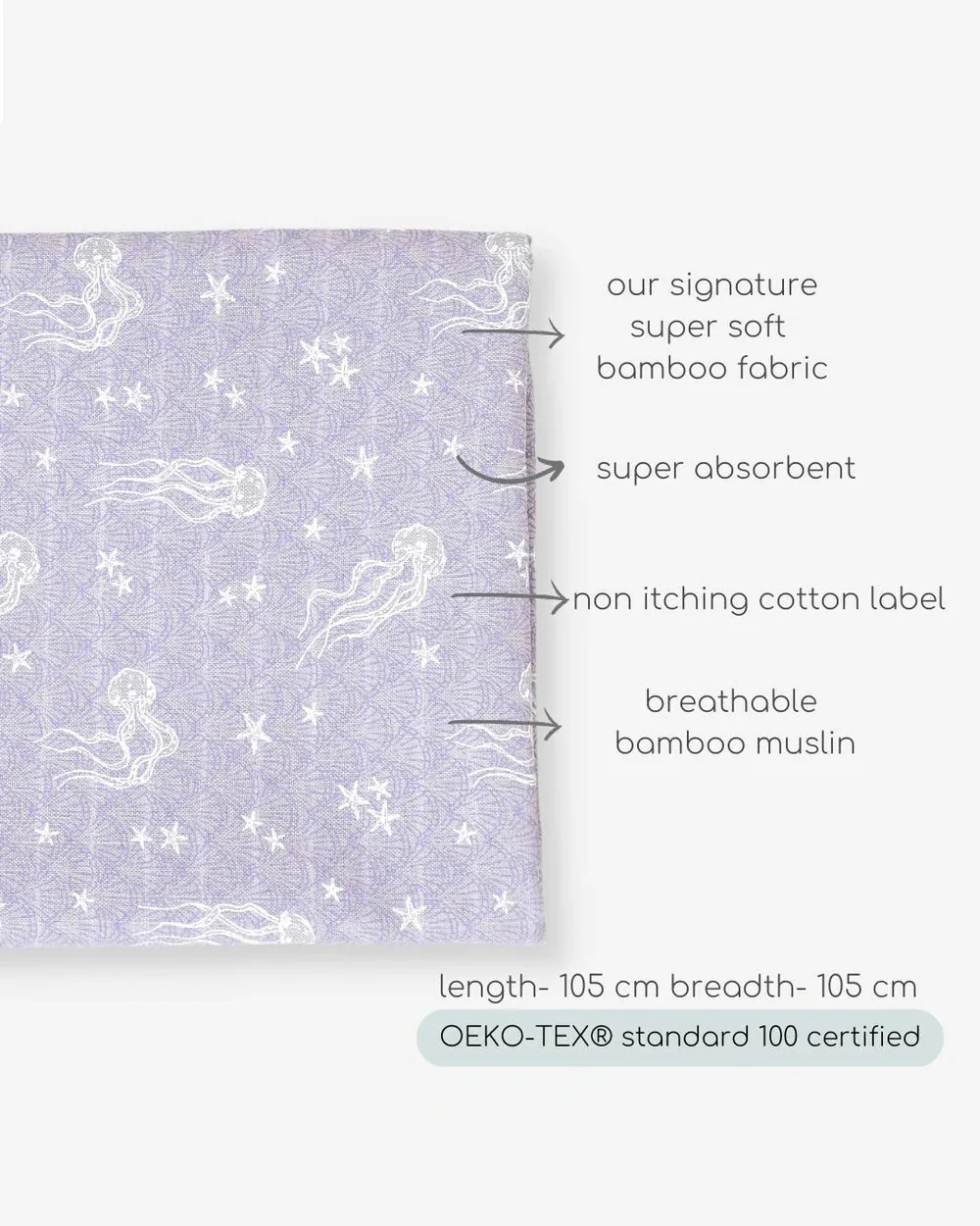 Cocoon Care Lavender Ocean & Lavender Swaddle-Bamboo Muslin-Pack of 2-Infant Wraps - Image 4