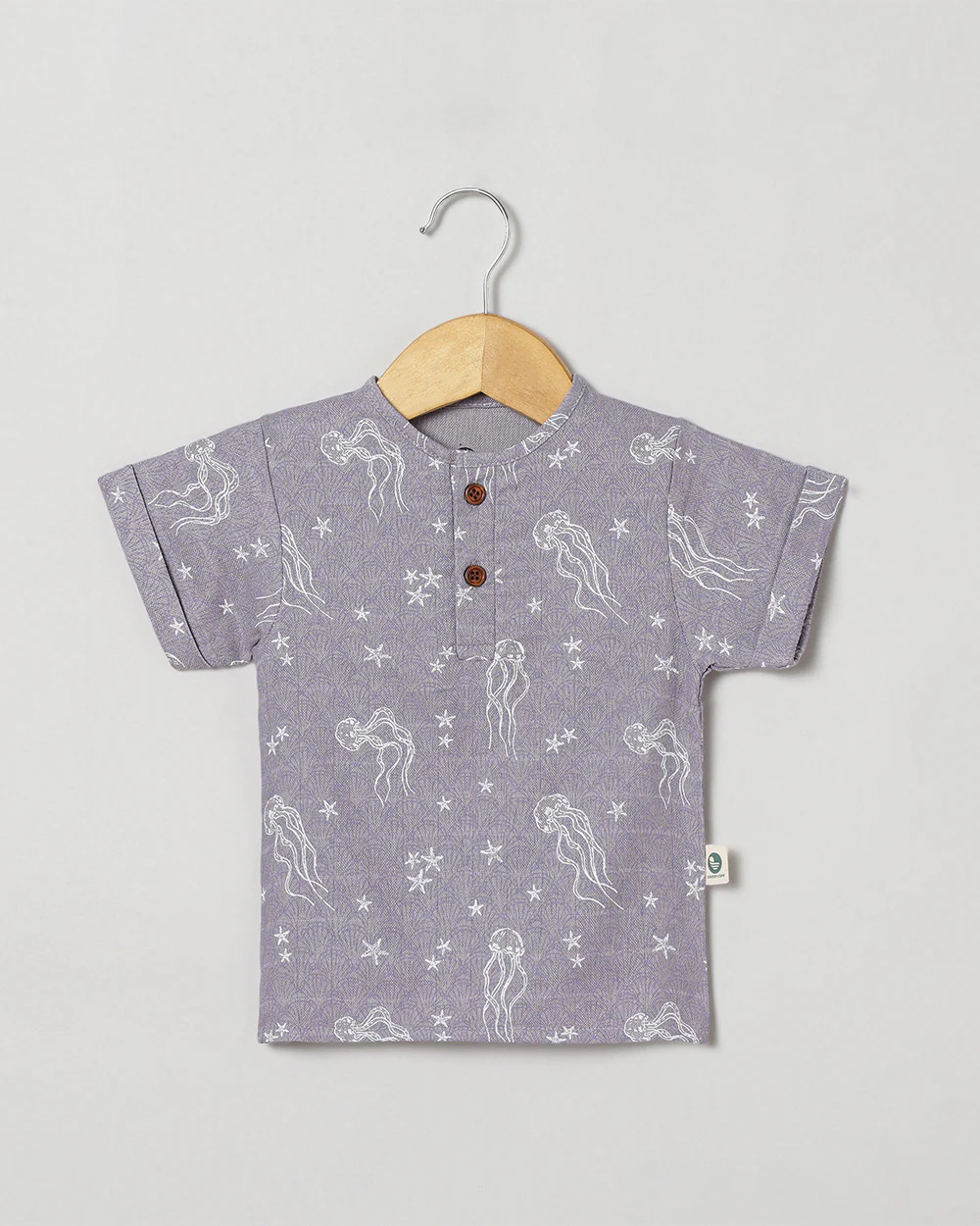 Cocoon Care Lavender T-shirt & Shorts Set-Ocean-Bamboo Muslin-For Infants - Image 2