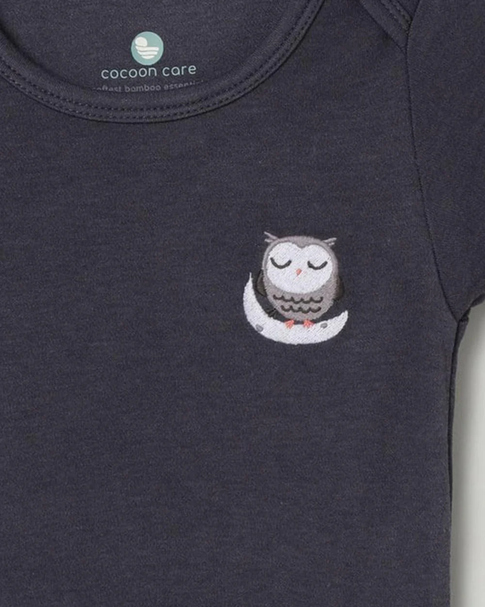Cocoon Care Navy Blue T-shirt-Navy Blue & Wise Owl-Bamboo Muslin-Pack of 2-For Infants - Image 4