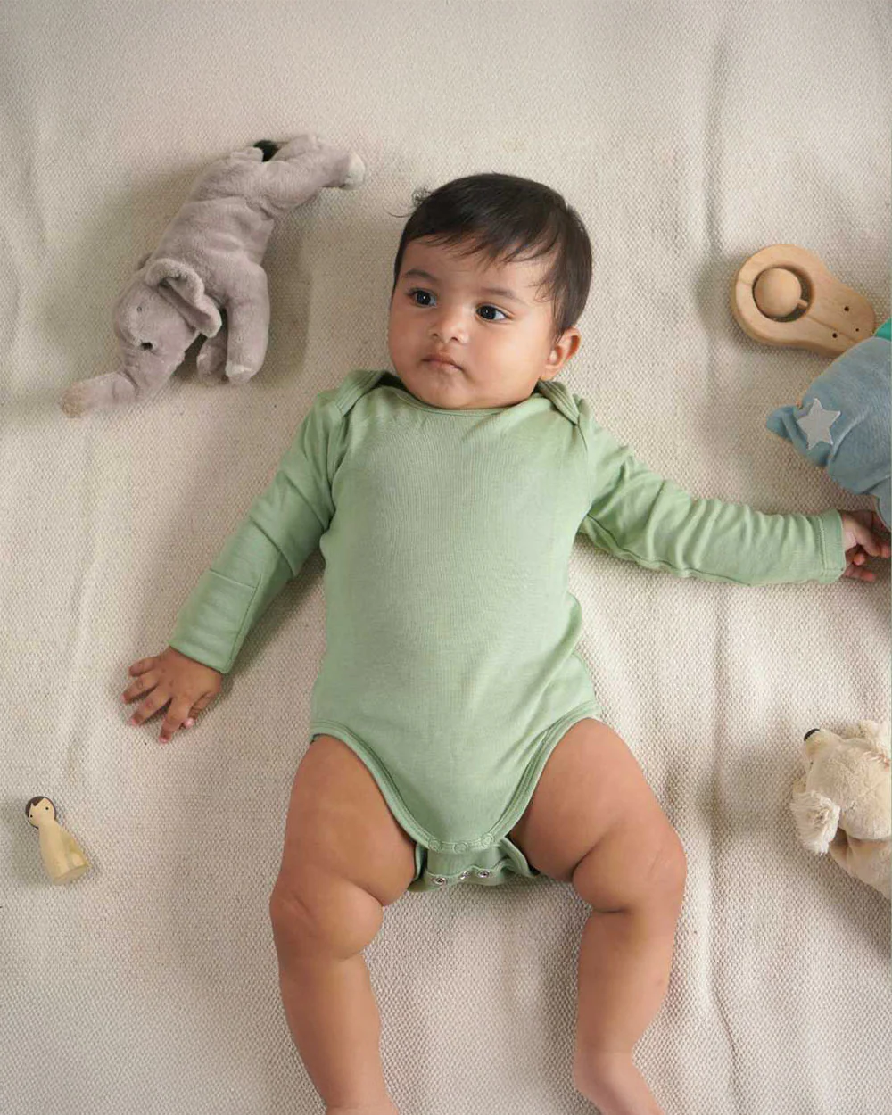 Cocoon Care Sage Green Bodysuit-Solid-Bamboo-For Infants