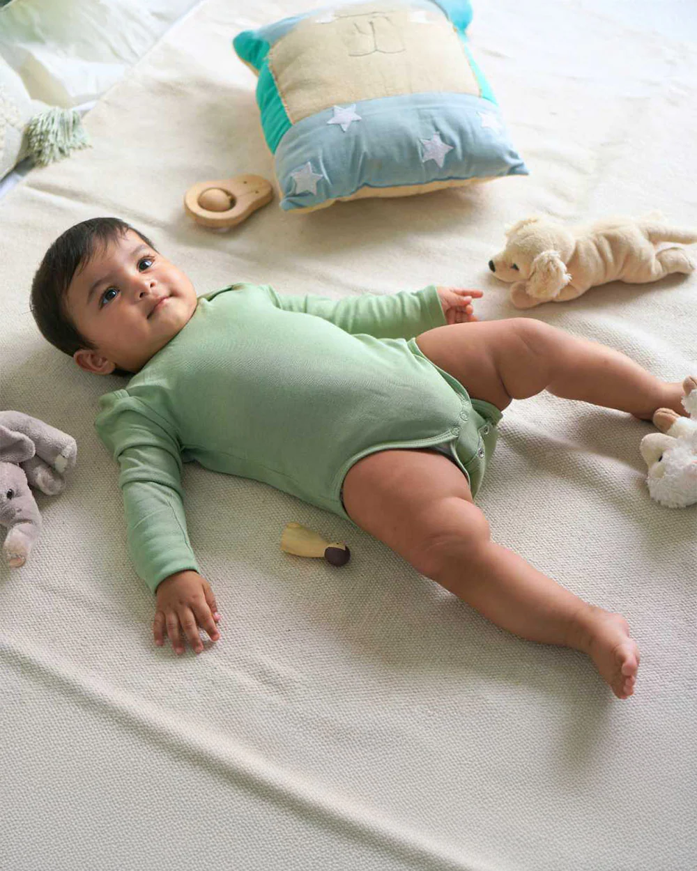 Cocoon Care Sage Green Bodysuit-Solid-Bamboo-For Infants - Image 3