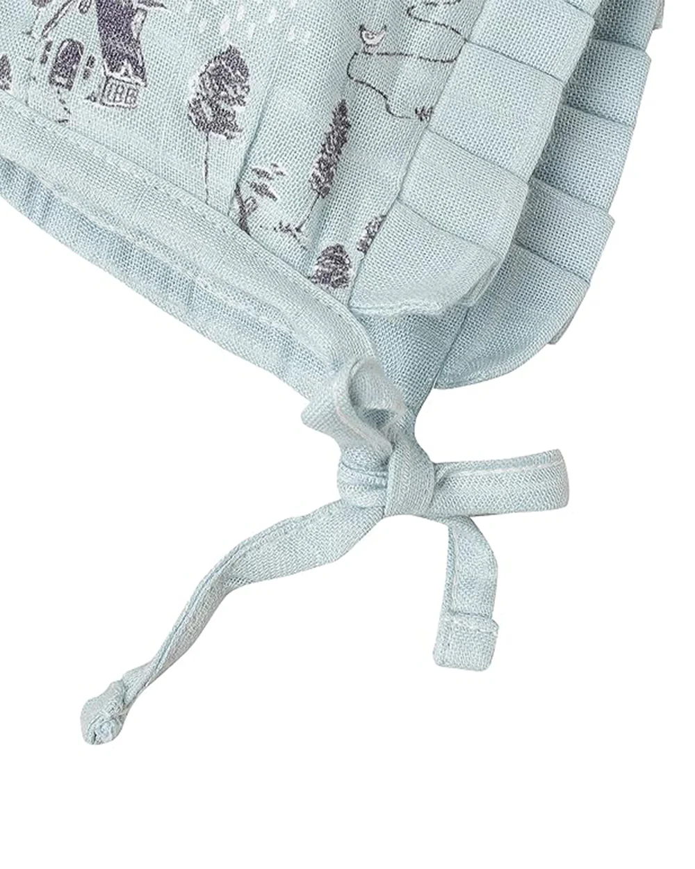 Cocoon Care Sky Blue Bonnet Cap-Farm House-Bamboo Muslin-For Infants - Image 6