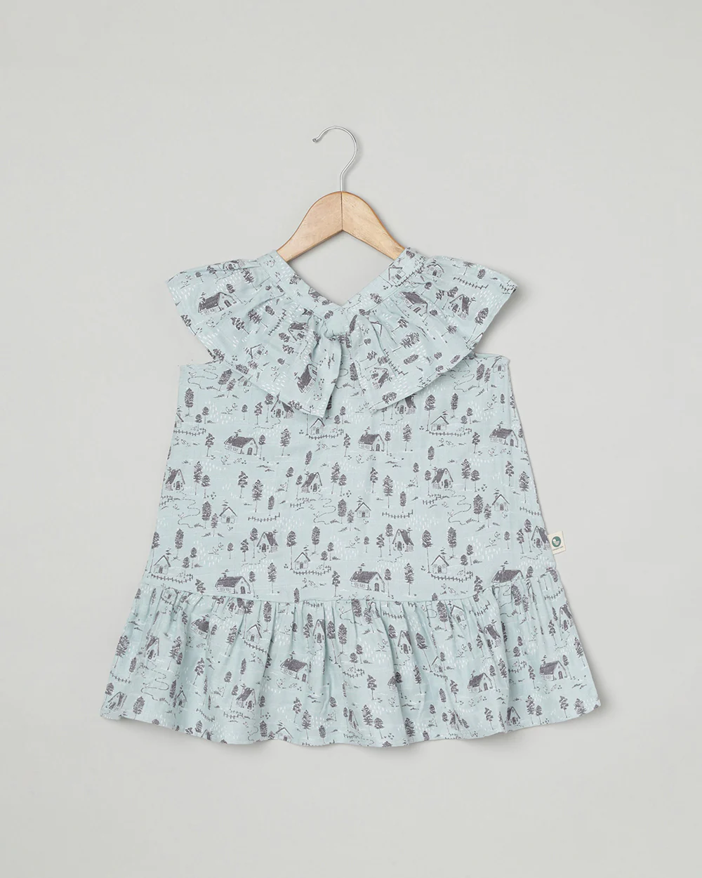 Cocoon Care Sky Blue Frock Dress-Farm House-Bamboo Muslin-For Infants - Image 2