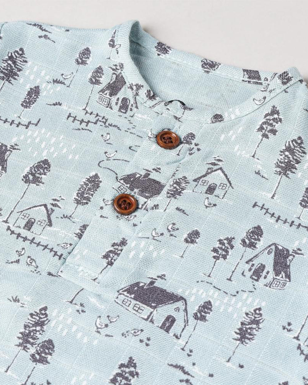 Cocoon Care Sky Blue T-shirt & Shorts Set-Farm House-Bamboo Muslin-For Infants - Image 5