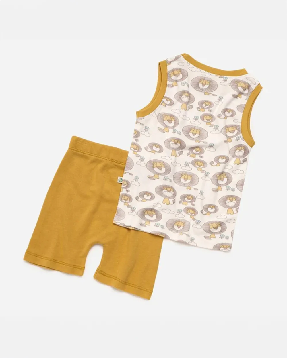 Cocoon Care White & Mustard Coord Set-Mighty Lion & Mustard Yellow-Bamboo Muslin-For Infants - Image 2
